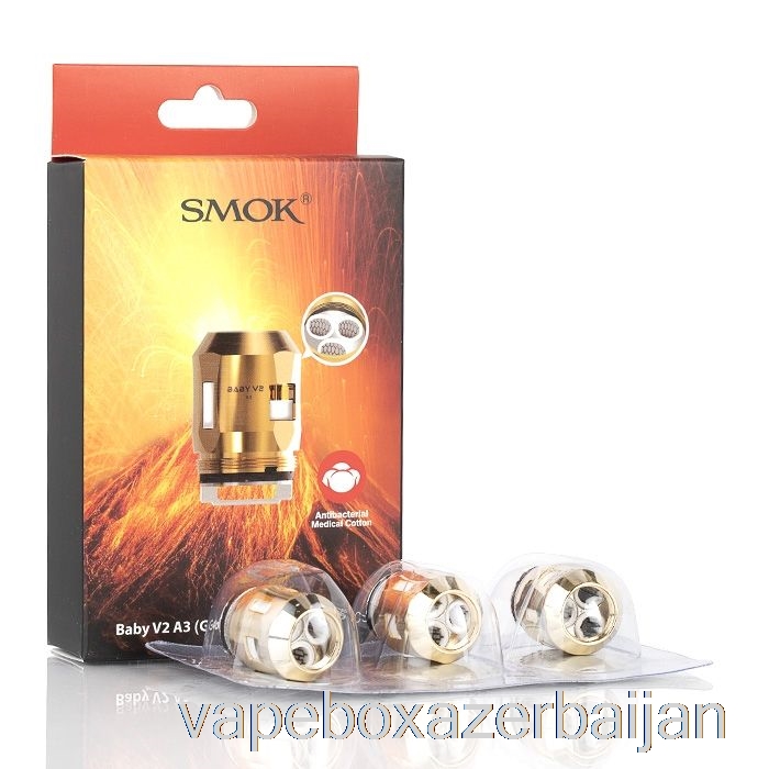 Vape Smoke SMOK TFV8 Baby V2 Replacement Coils 0.15ohm Baby V2 A3 Triple Coils (Gold)